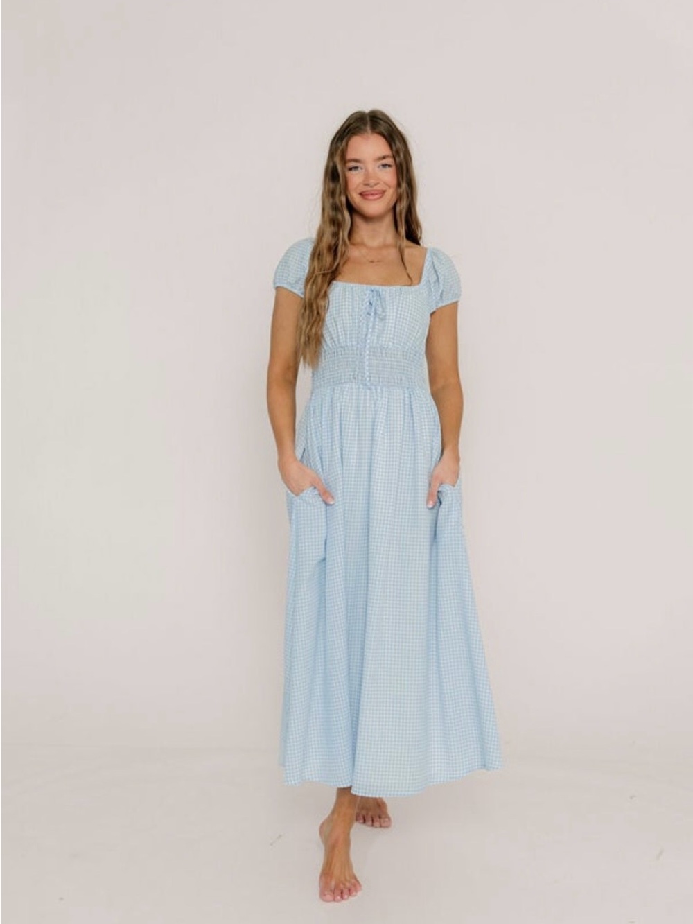 Corey-❗️worth collective❗️ smocked bump friendly cottage core gingham dress - Picture 2 of 6